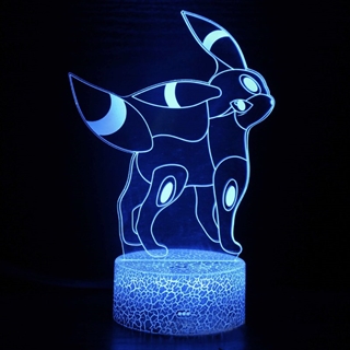 Pokemon Umbreon 3D lampe med fjernbetjening - 16 lysfarver - Dæmpbar